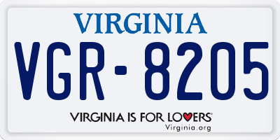 VA license plate VGR8205