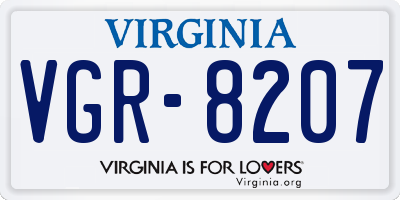 VA license plate VGR8207