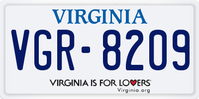 VA license plate VGR8209