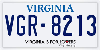 VA license plate VGR8213
