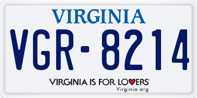 VA license plate VGR8214