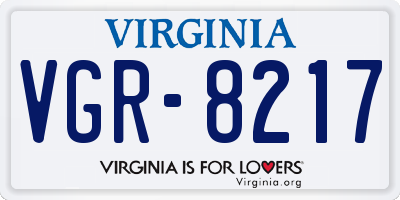 VA license plate VGR8217