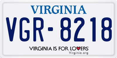 VA license plate VGR8218
