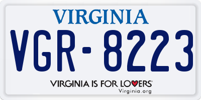 VA license plate VGR8223
