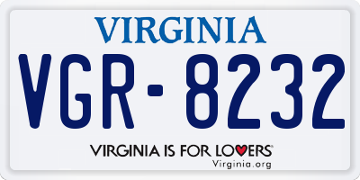 VA license plate VGR8232