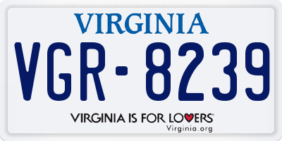 VA license plate VGR8239