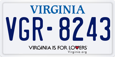 VA license plate VGR8243