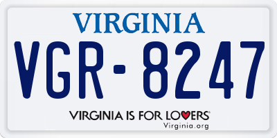 VA license plate VGR8247