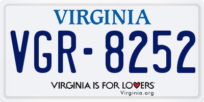 VA license plate VGR8252