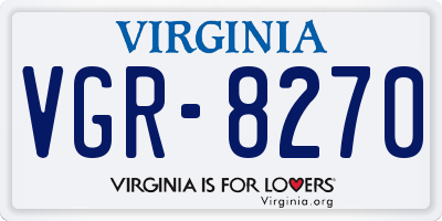 VA license plate VGR8270