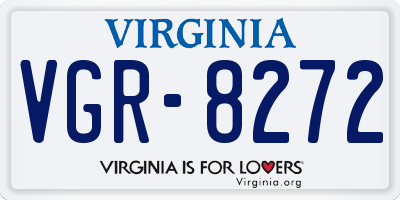 VA license plate VGR8272