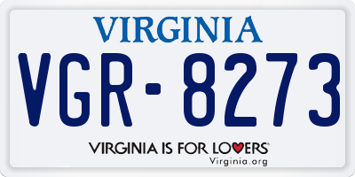 VA license plate VGR8273