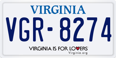 VA license plate VGR8274
