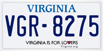 VA license plate VGR8275