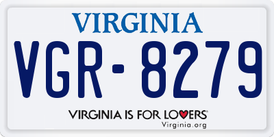 VA license plate VGR8279