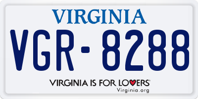 VA license plate VGR8288