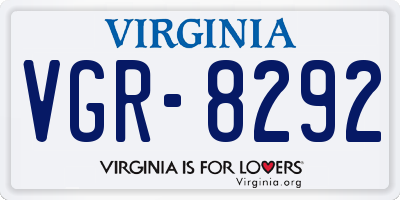 VA license plate VGR8292