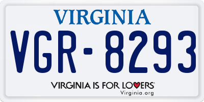 VA license plate VGR8293