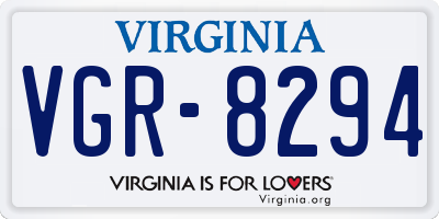 VA license plate VGR8294