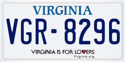 VA license plate VGR8296
