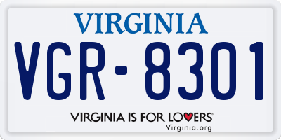 VA license plate VGR8301