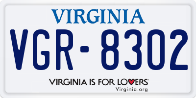 VA license plate VGR8302