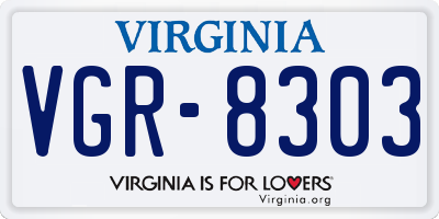 VA license plate VGR8303
