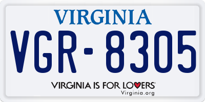 VA license plate VGR8305