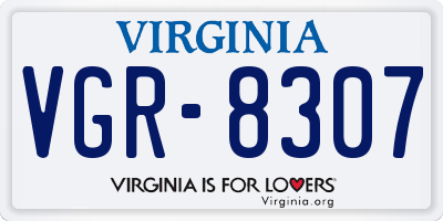 VA license plate VGR8307