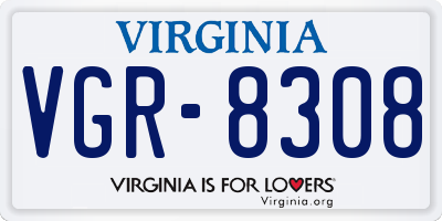 VA license plate VGR8308