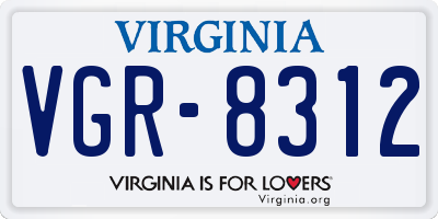 VA license plate VGR8312