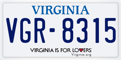 VA license plate VGR8315
