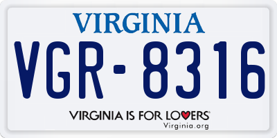 VA license plate VGR8316