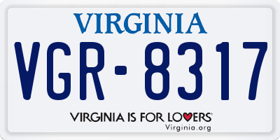 VA license plate VGR8317