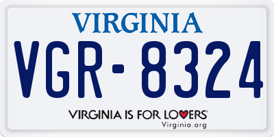 VA license plate VGR8324