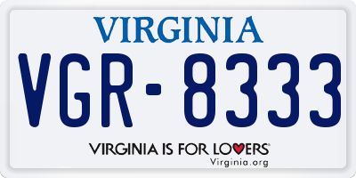 VA license plate VGR8333