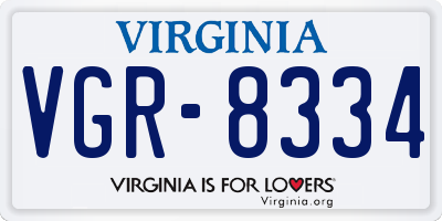 VA license plate VGR8334