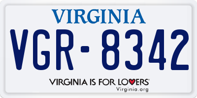 VA license plate VGR8342