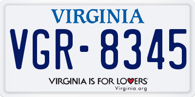 VA license plate VGR8345