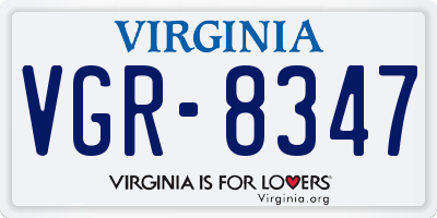 VA license plate VGR8347