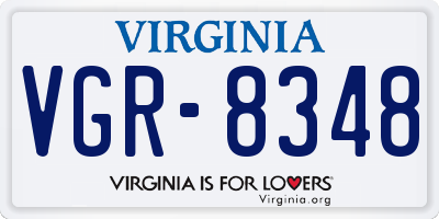 VA license plate VGR8348
