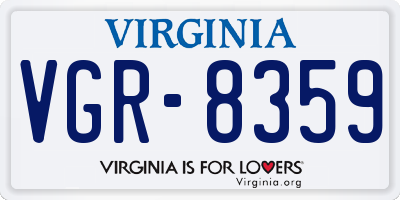 VA license plate VGR8359