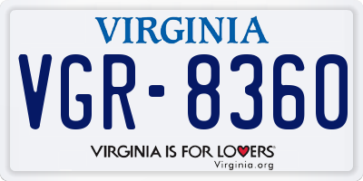 VA license plate VGR8360
