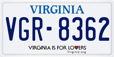 VA license plate VGR8362