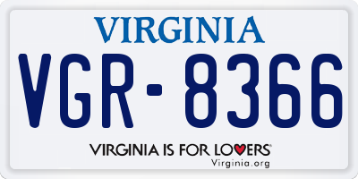 VA license plate VGR8366