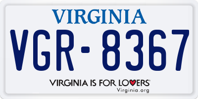 VA license plate VGR8367