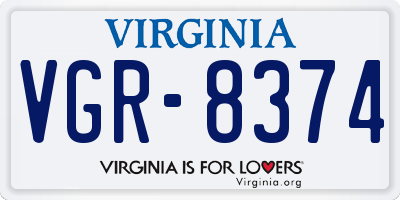 VA license plate VGR8374