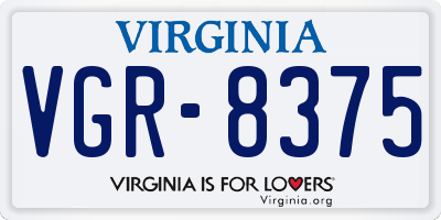 VA license plate VGR8375
