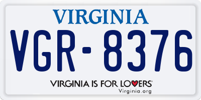 VA license plate VGR8376