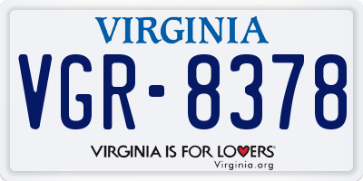 VA license plate VGR8378